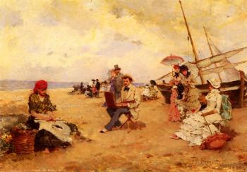 Francisco Miralles Galup : The Artist Sketching On A Beach